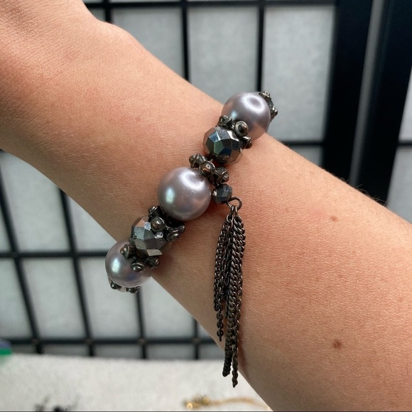 Modern Stone Beaded Plastic Elastic Bracelet - Picture 1 of 5